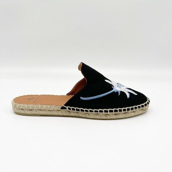 AQUATALIA Blair Espadrille Embroidered Black Flat - Picture 1 of 10